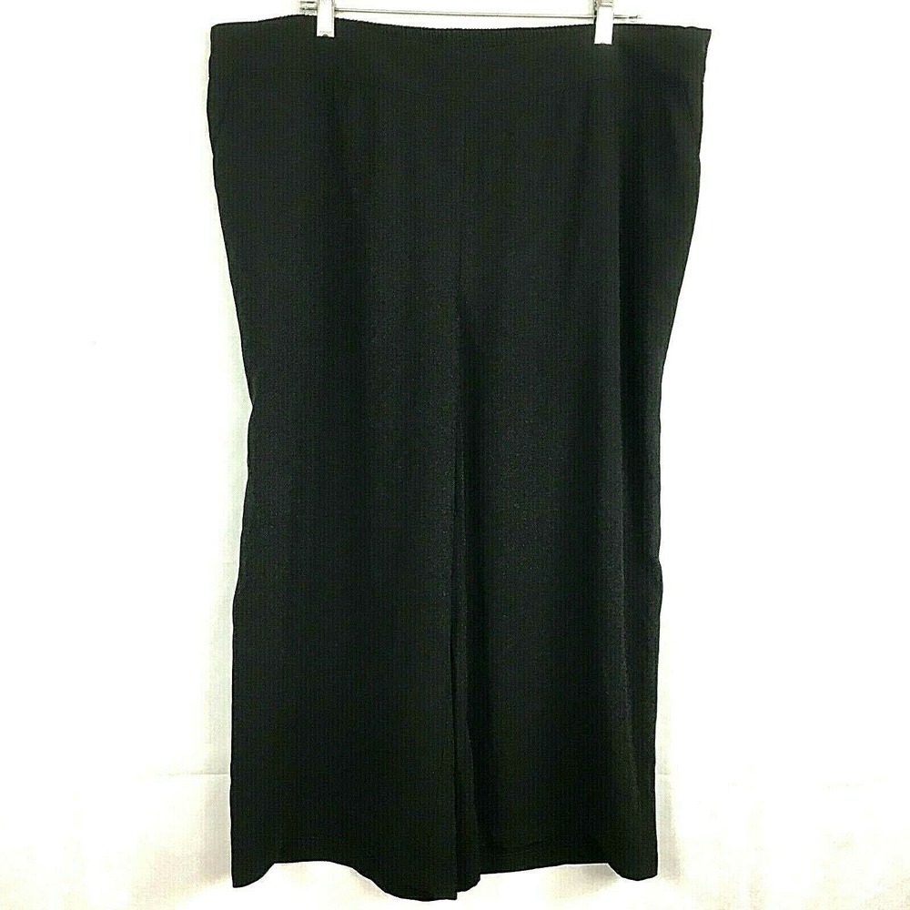 Monroe & Maine Pants Womens Sz 1X Black Wide Leg Crop Flowy Stretch‎ Pull On